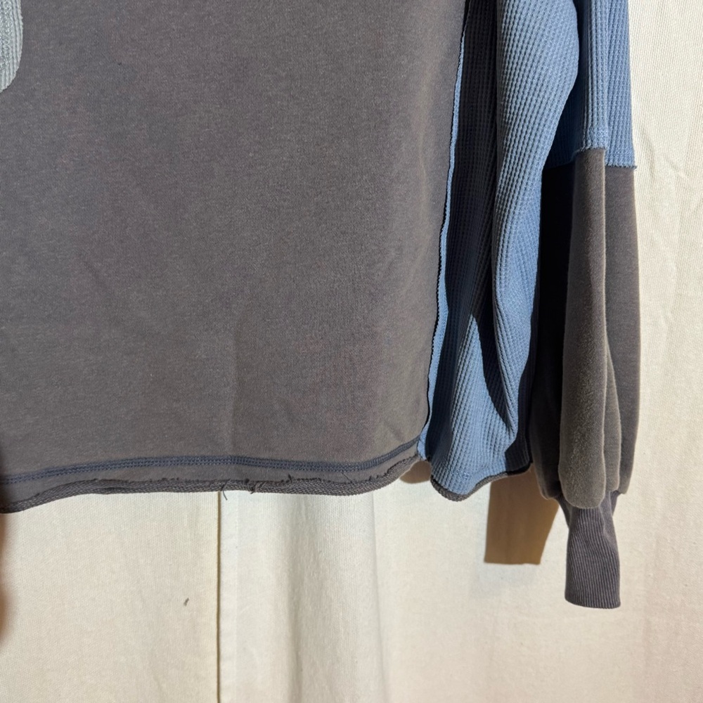 In Loom // Gray, Blue Patchwork Textured Sweatshi… - image 3